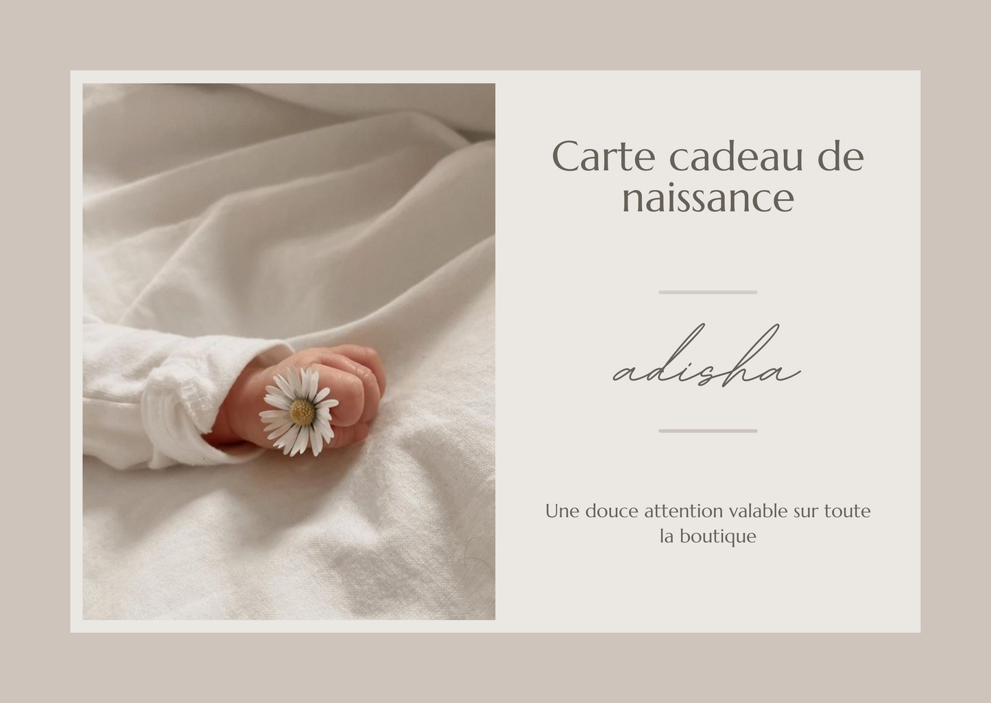 Carte cadeau de naissance - une douce attention à offrir